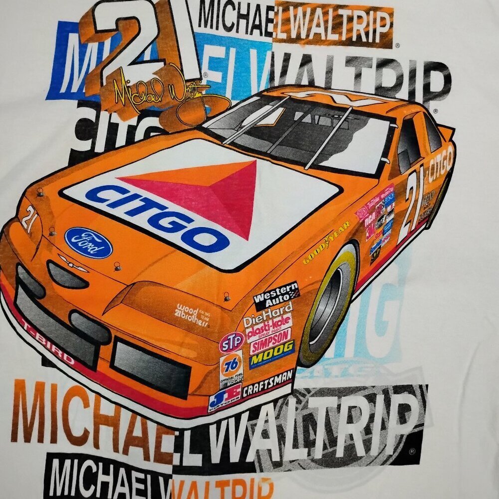 Vintage 90s Michael Waltrip Citgo Racing Go Fast Turn Left T-Shirt